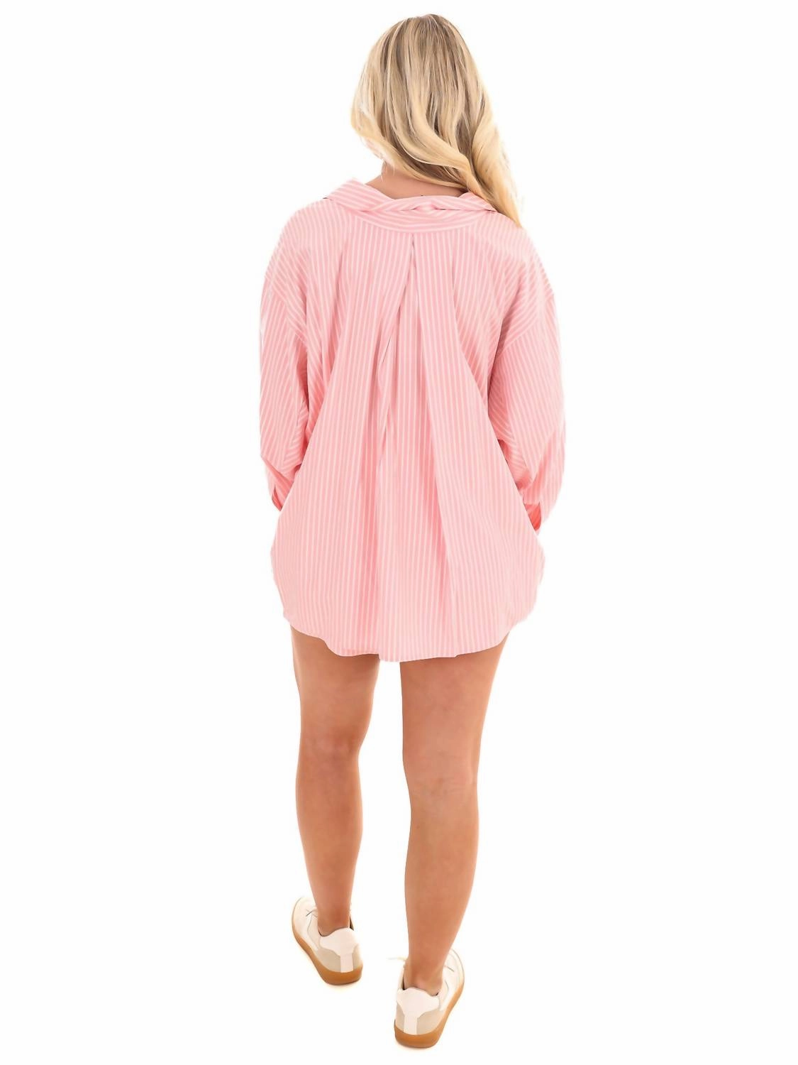Closer Than Ever Stripe Two Piece Set In Pink Drink