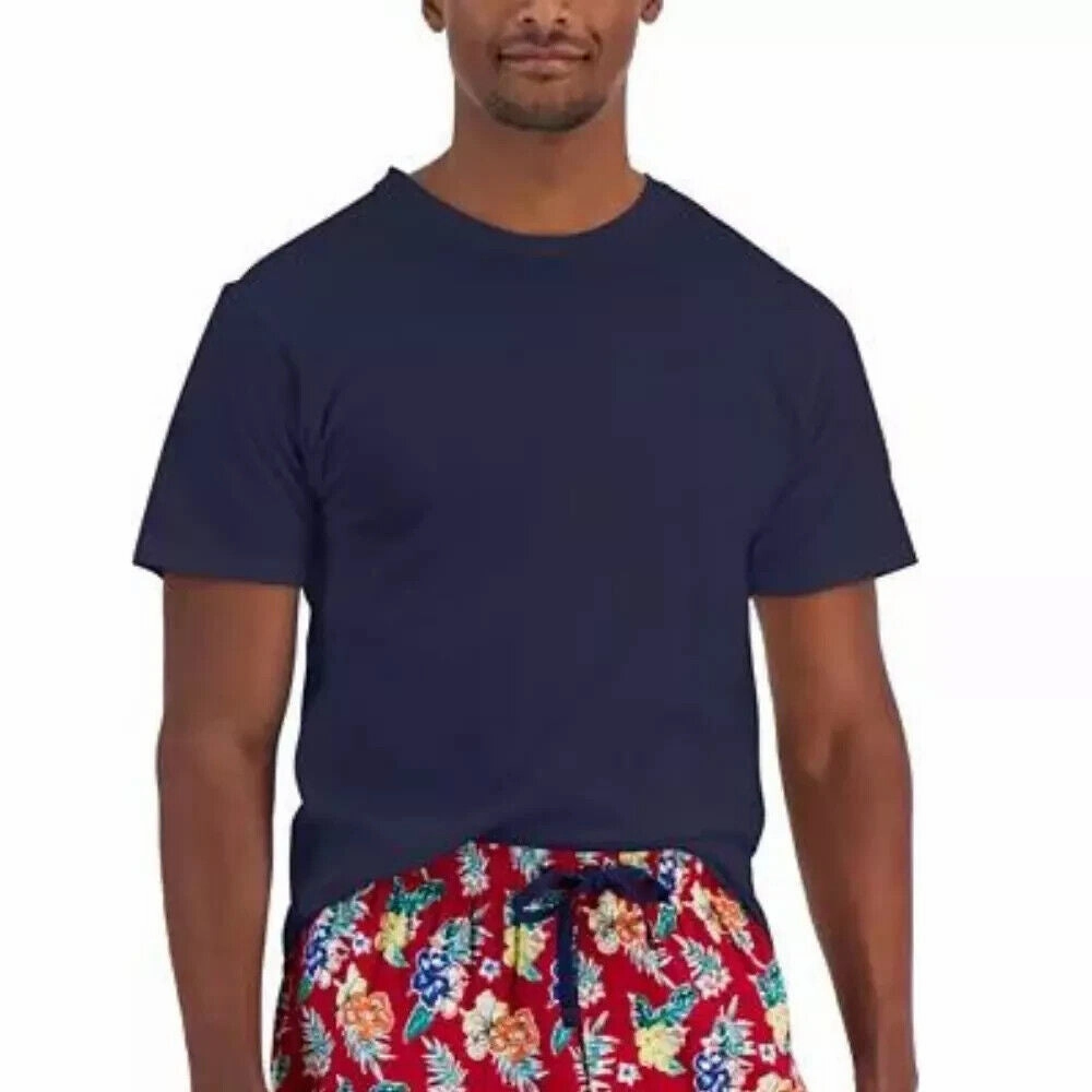 Club Room 2-Piece Pajama Set Men's Blue Red Tropical T-Shirt & Pants MXX80