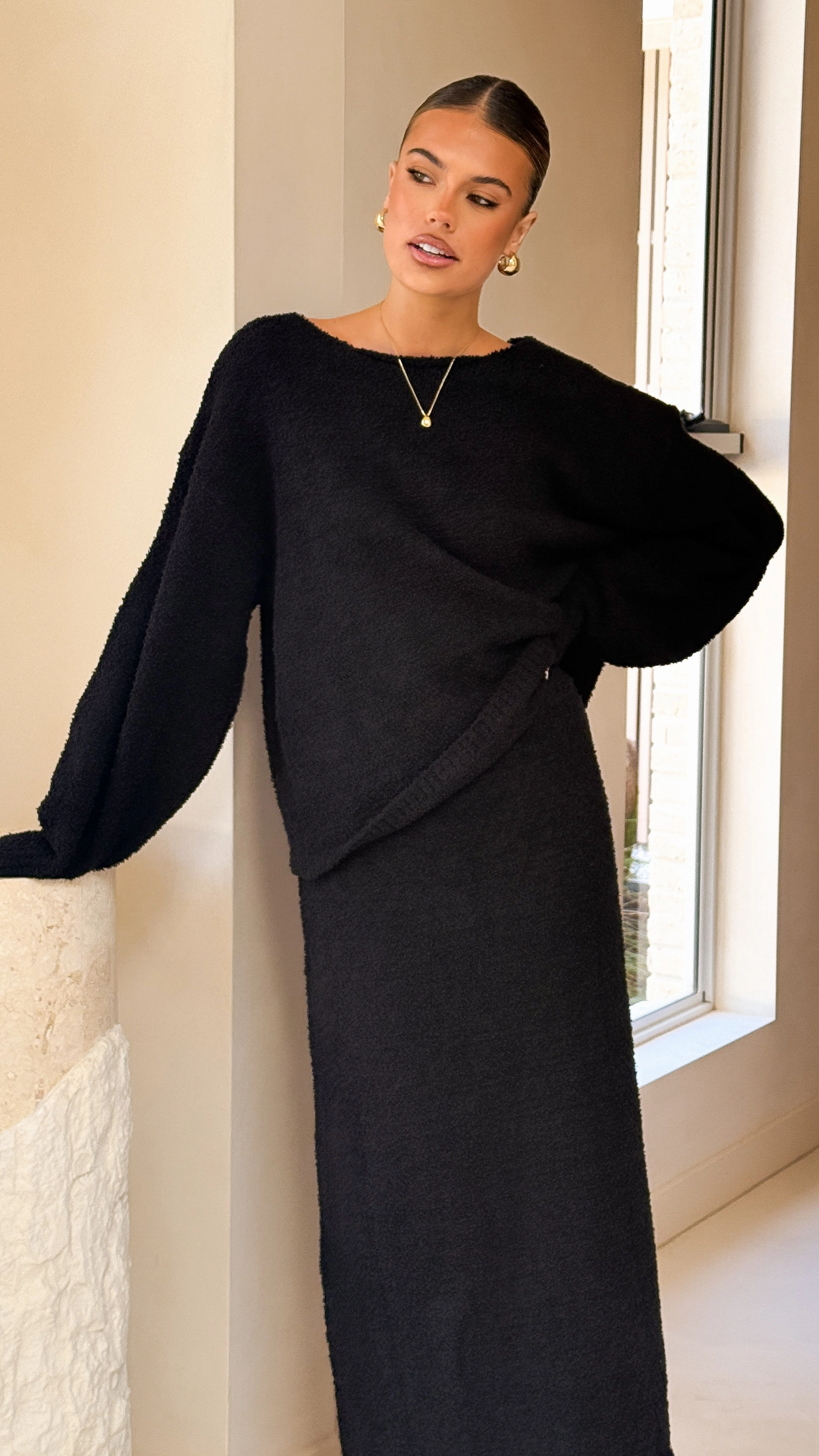 Cohen Knit Midi Skirt - Black