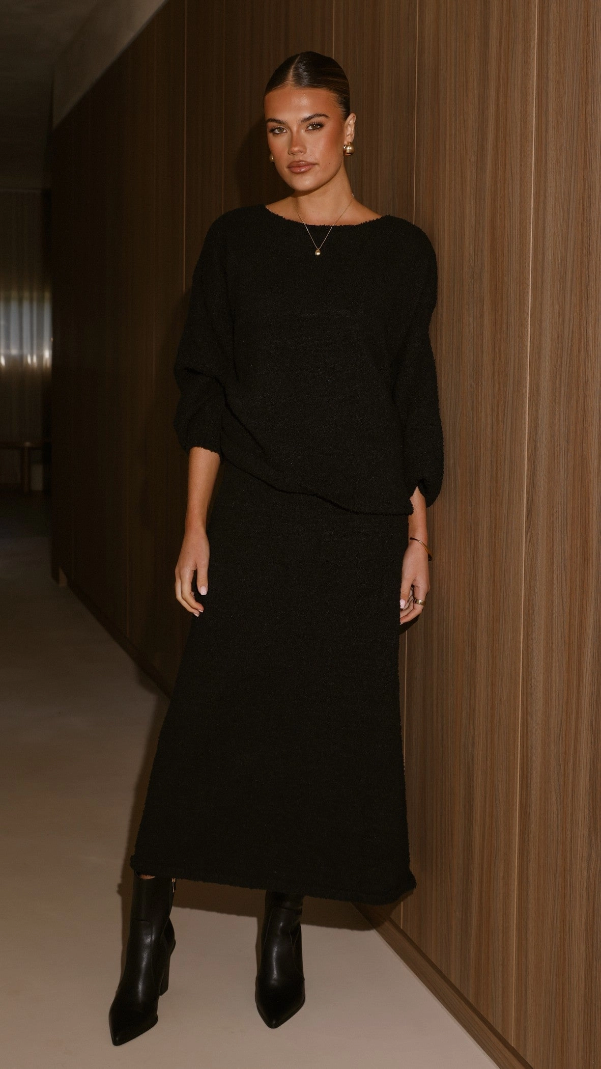 Cohen Knit Midi Skirt - Black