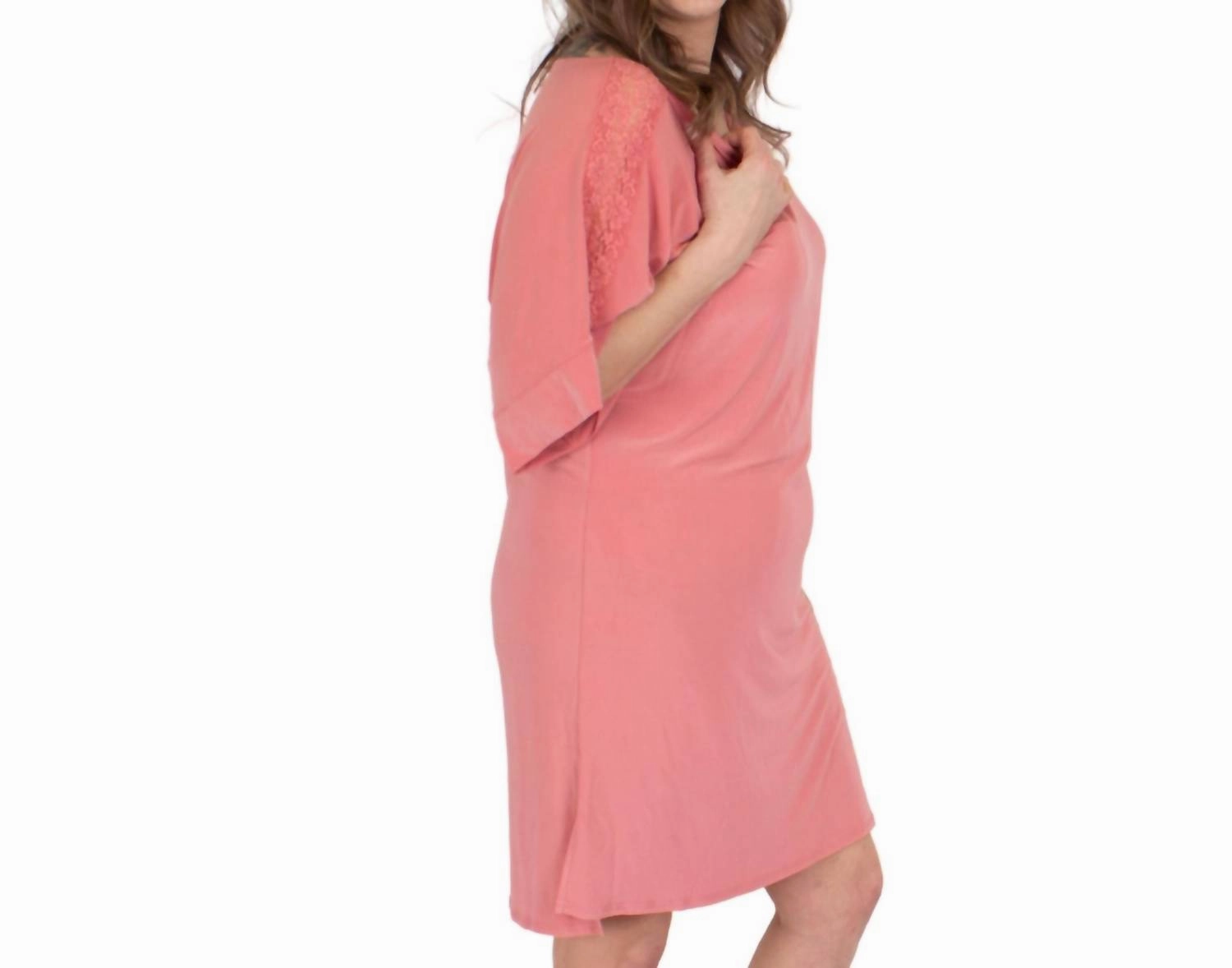 Cooling Kimono Pajama Gown In Coral