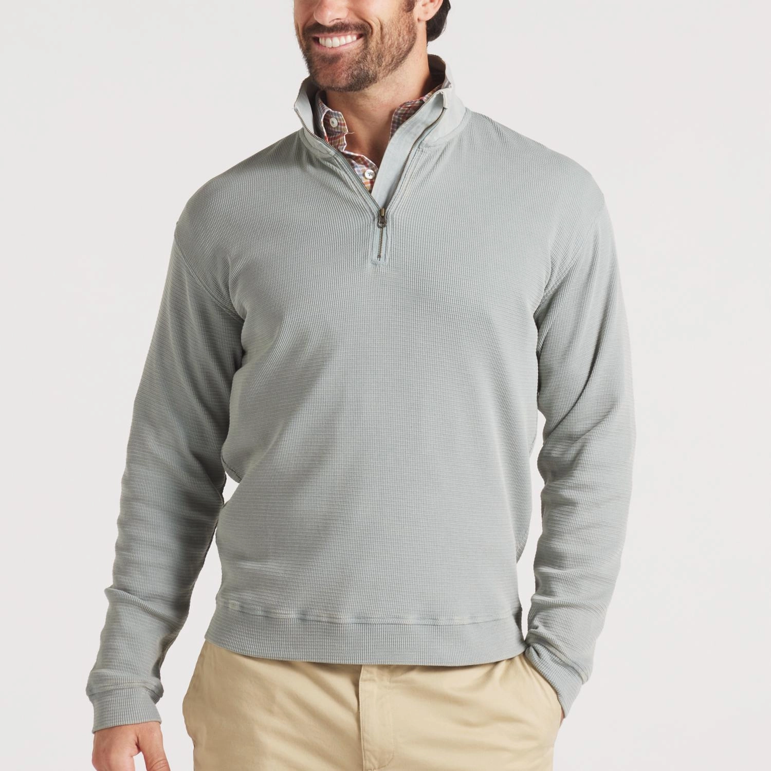 Copperton Waffle Vintage Pullover In Light Gray