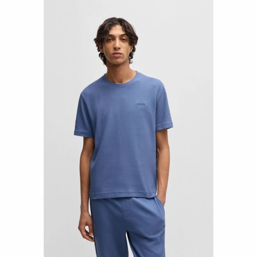 Cotton-blend pyjama T-shirt with embroidered logo