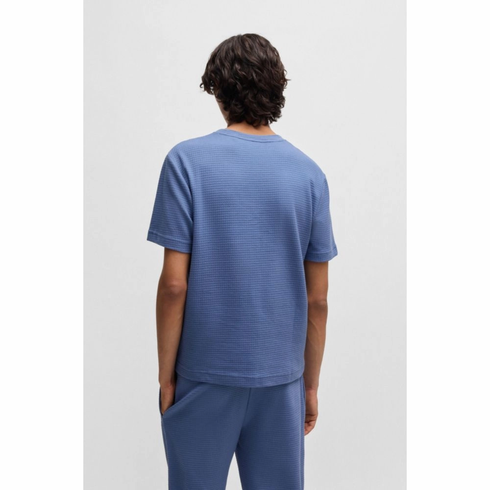 Cotton-blend pyjama T-shirt with embroidered logo