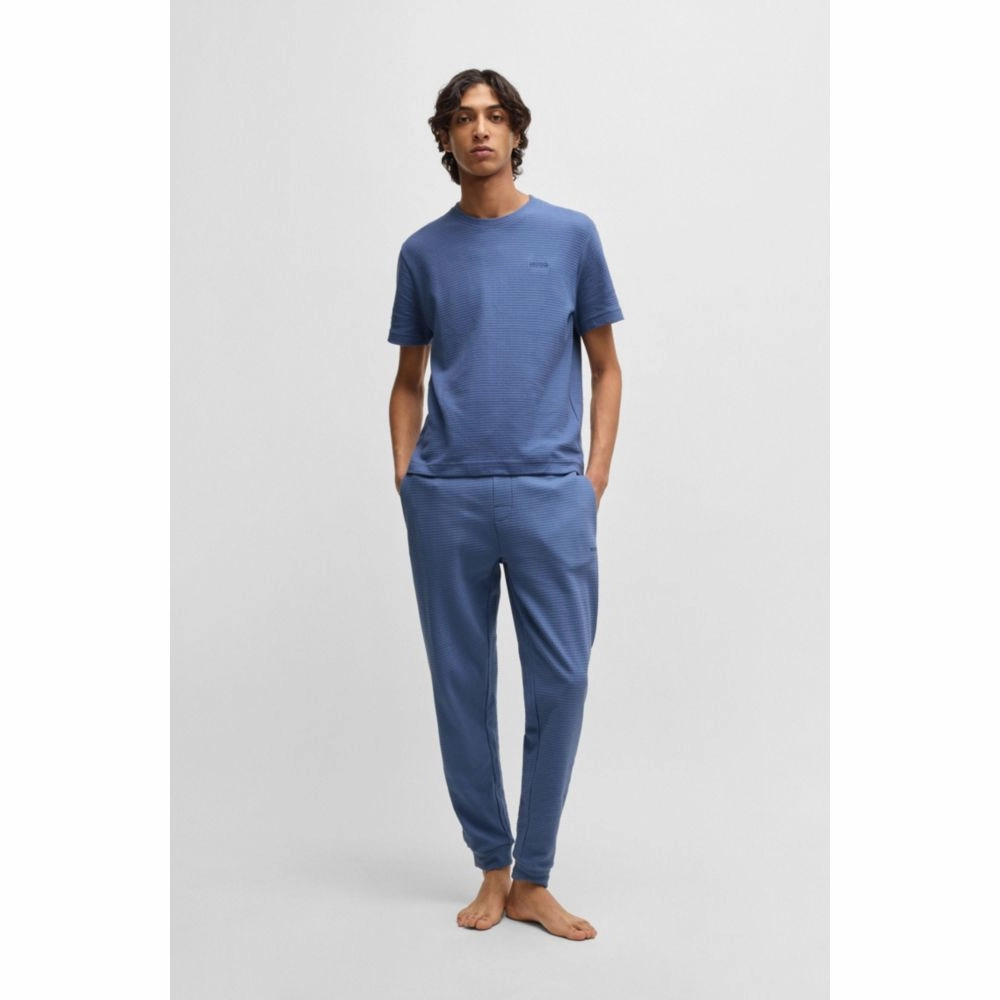 Cotton-blend pyjama T-shirt with embroidered logo