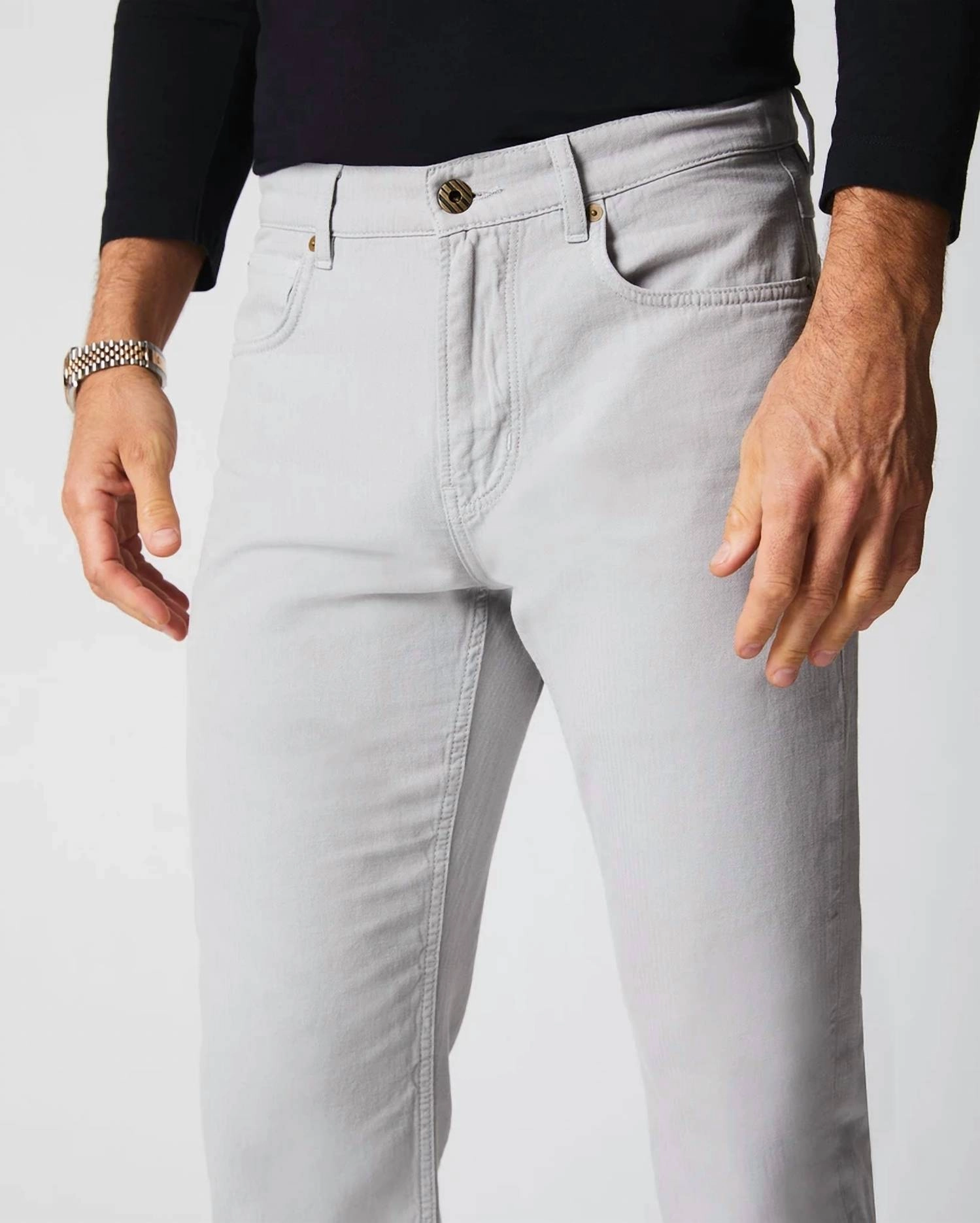 Cotton Linen 5 Pocket Pant In Quarry