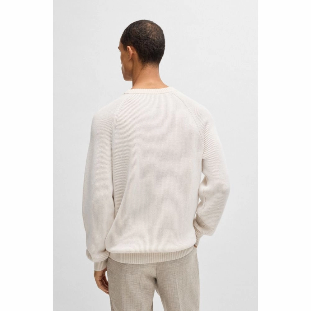 Cotton-linen sweater with striped knit