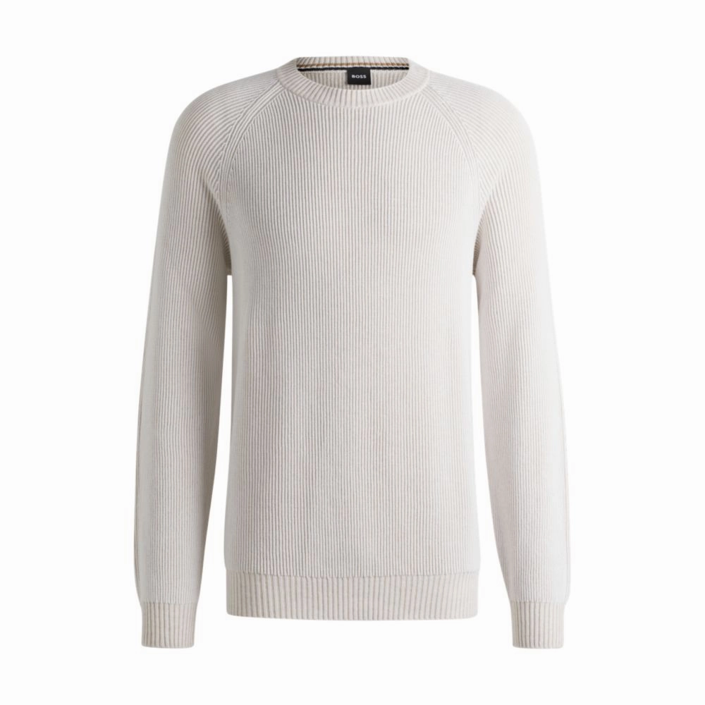 Cotton-linen sweater with striped knit