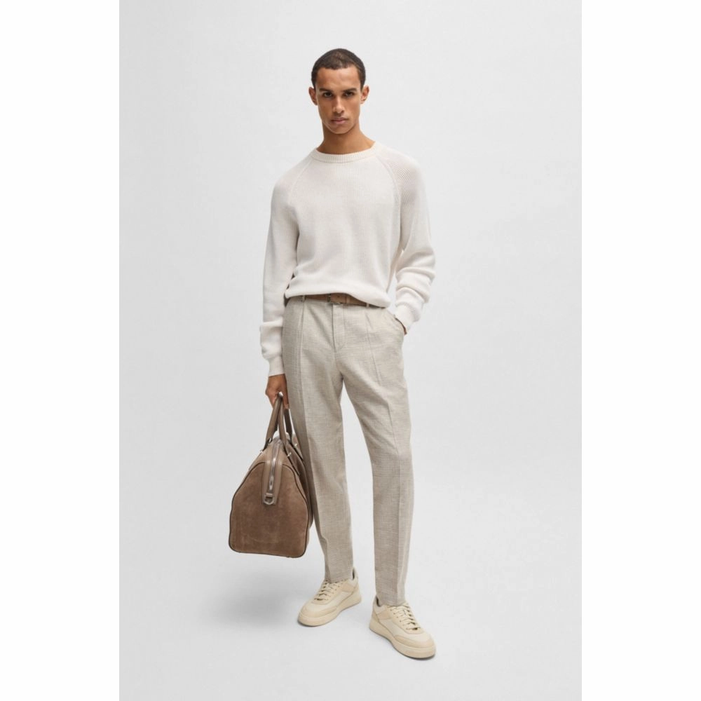 Cotton-linen sweater with striped knit