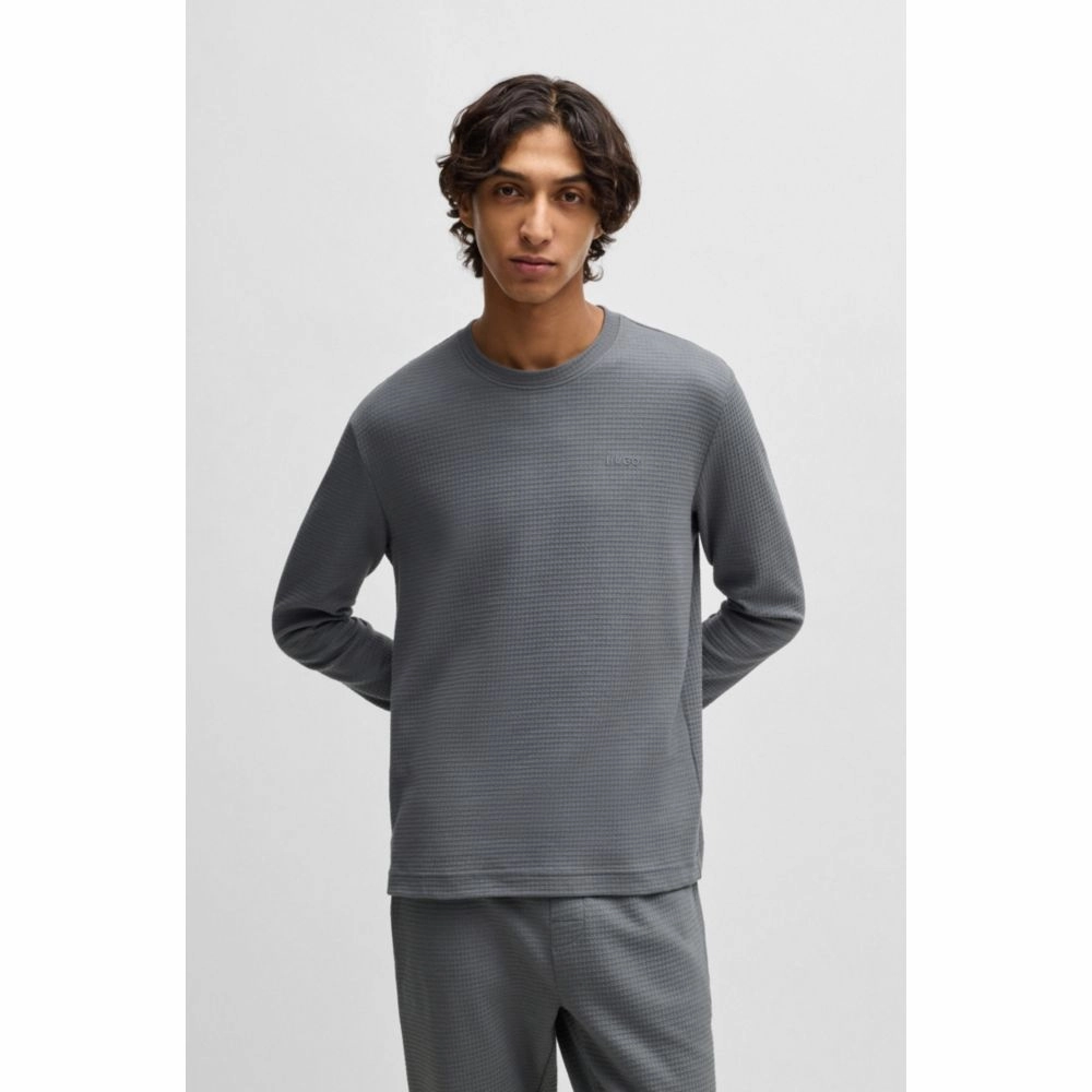Cotton pajama top with embroidered logo