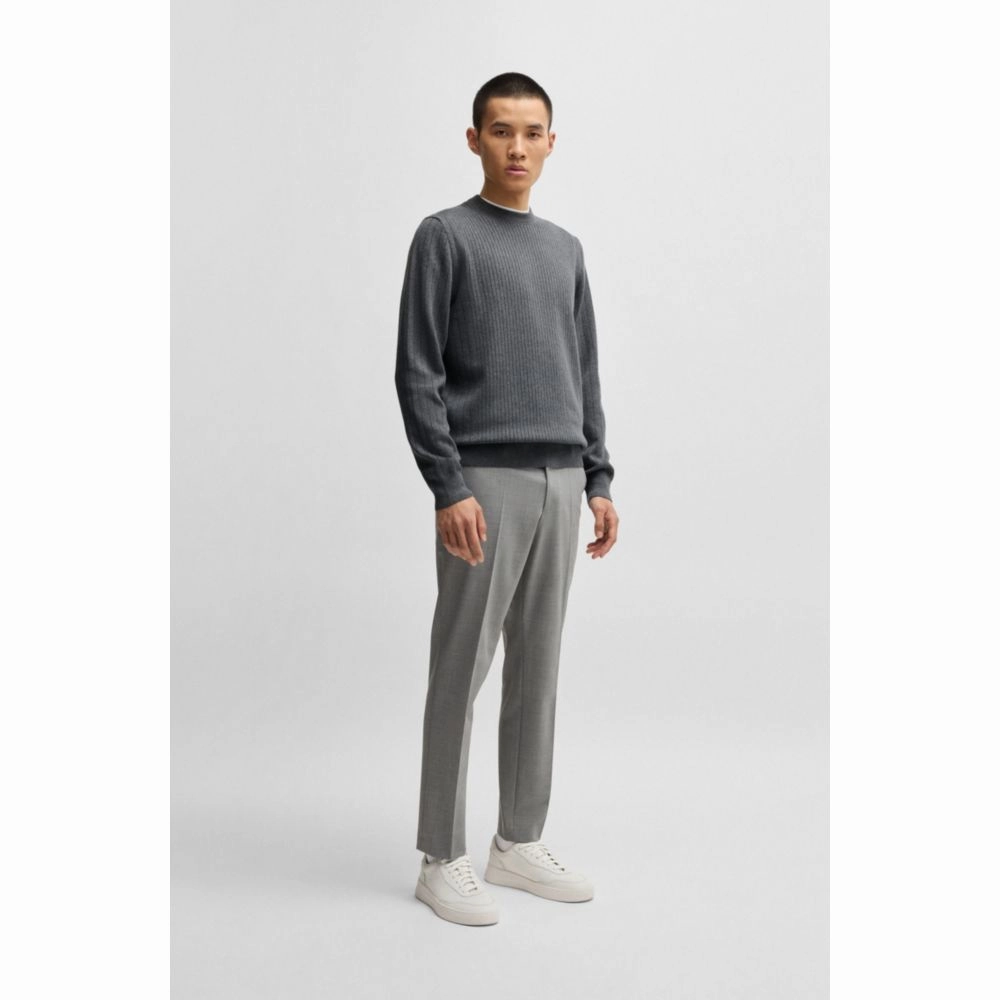 Cotton sweater with knitted vertical stripes in regular fit