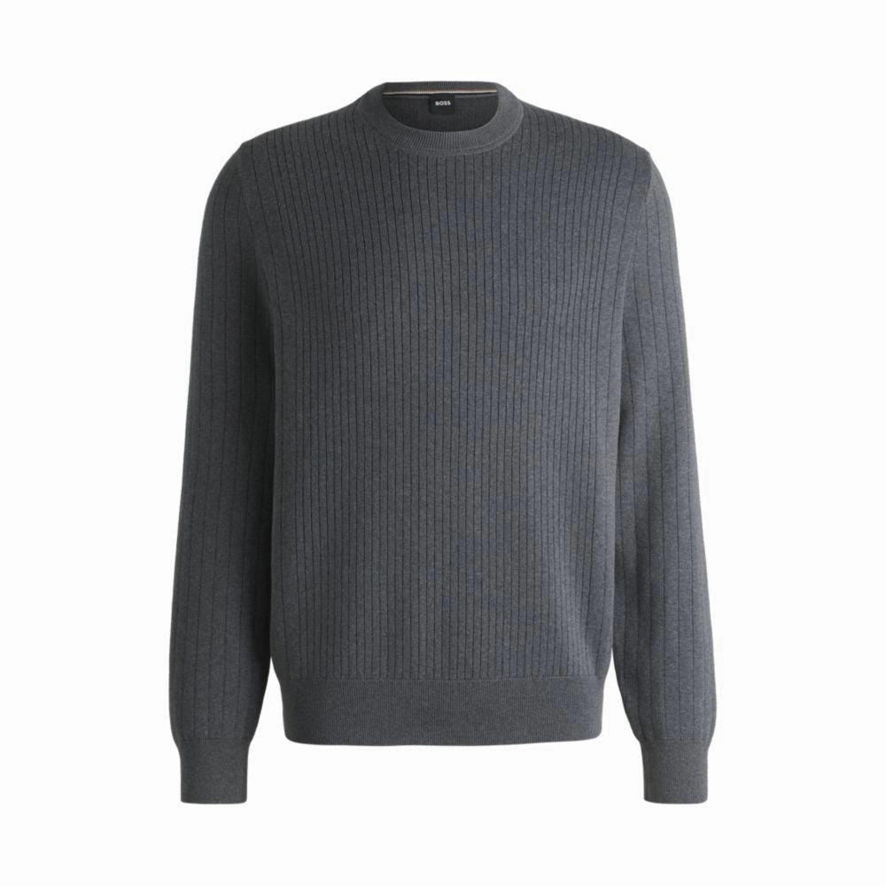 Cotton sweater with knitted vertical stripes in regular fit