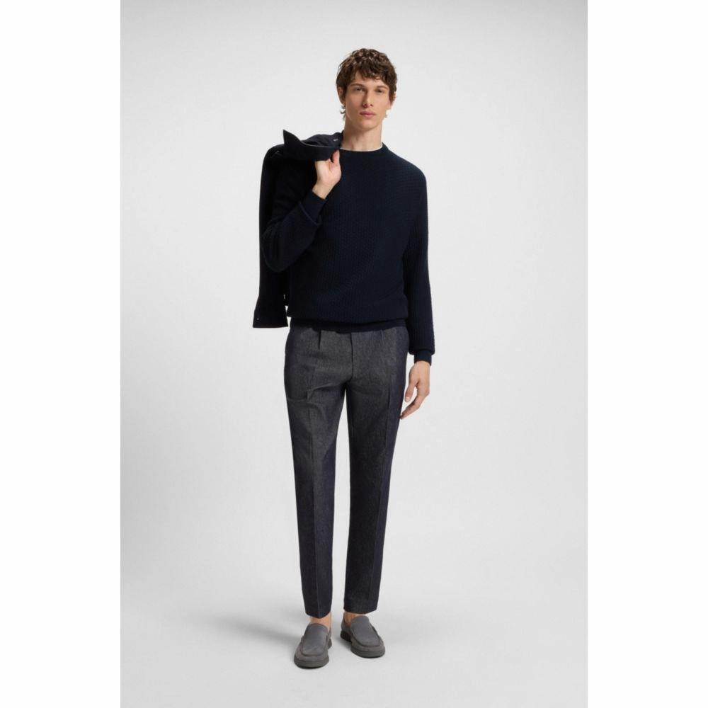 Cotton sweater with mixed structures