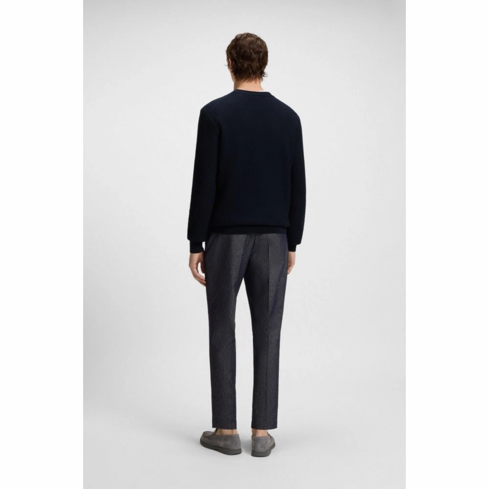 Cotton sweater with mixed structures