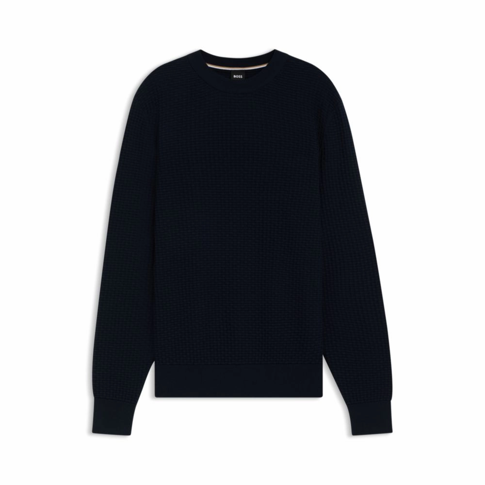 Cotton sweater with mixed structures