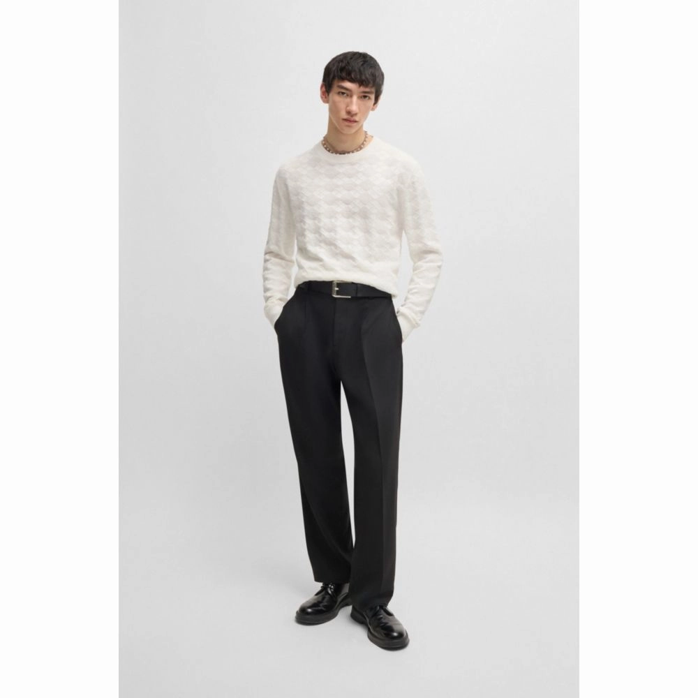 Cotton sweater with tonal Argyle pattern