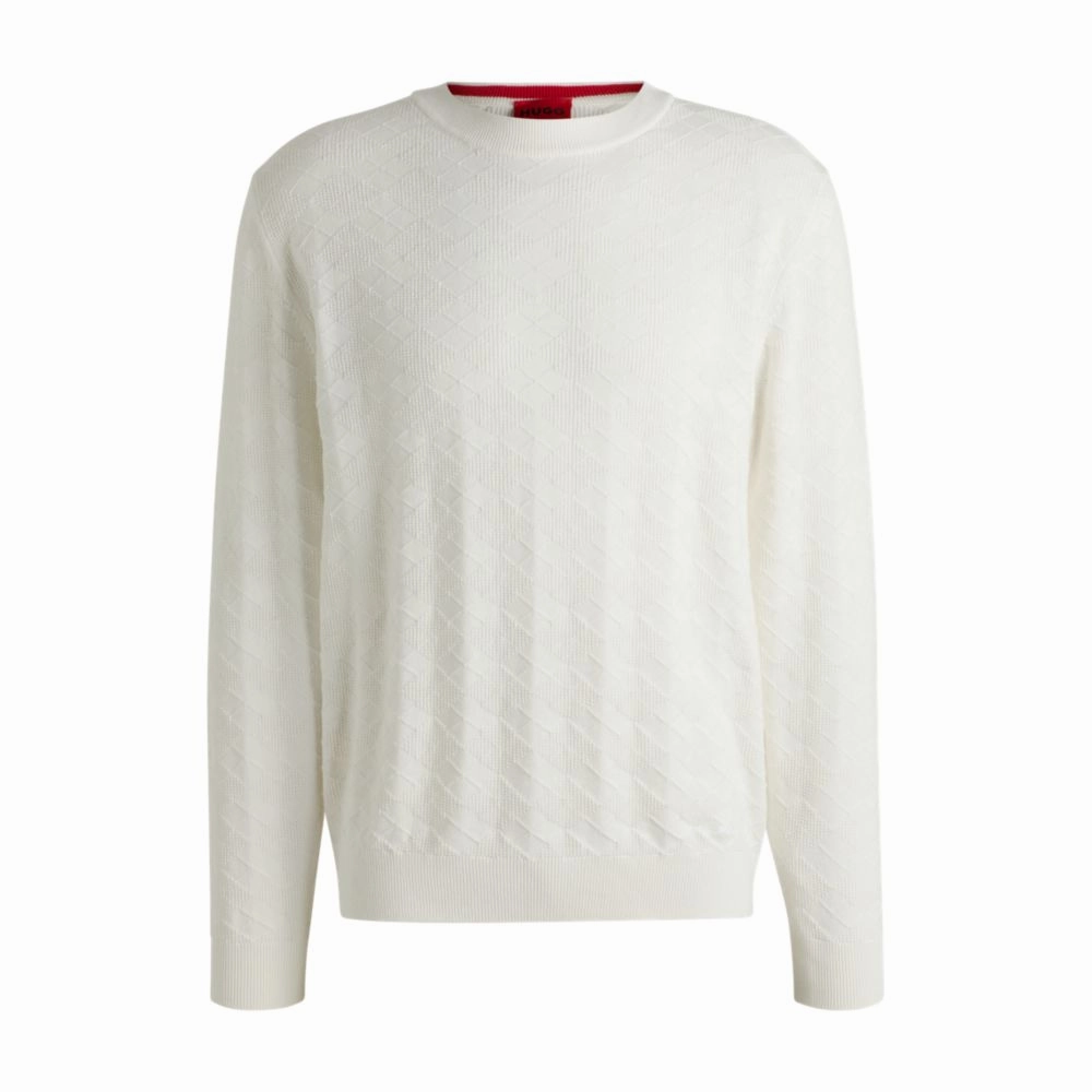 Cotton sweater with tonal Argyle pattern