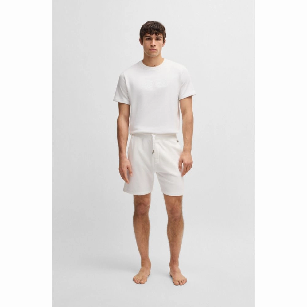 Cotton-terry shorts with outline logo embroidery