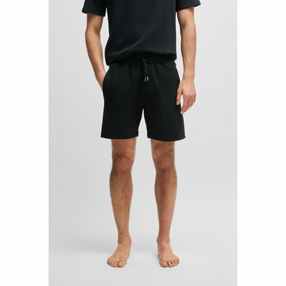 Cotton-terry shorts with outline logo embroidery