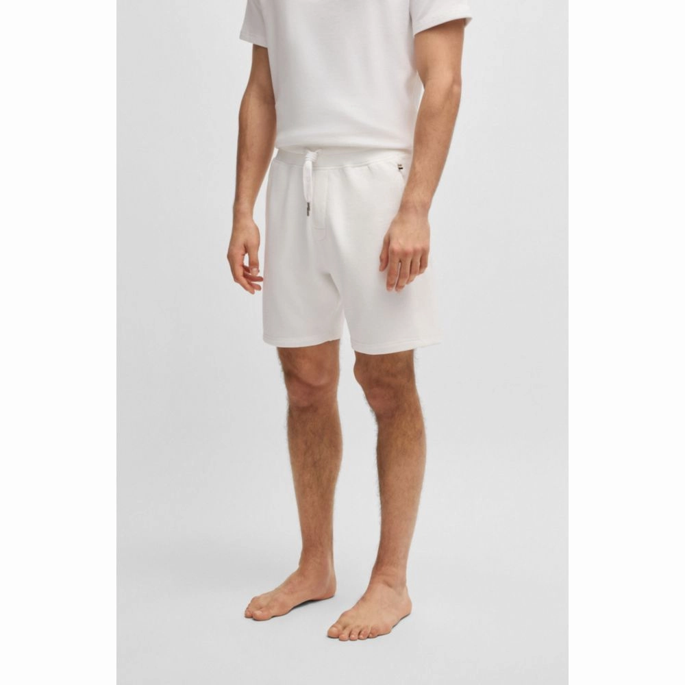 Cotton-terry shorts with outline logo embroidery