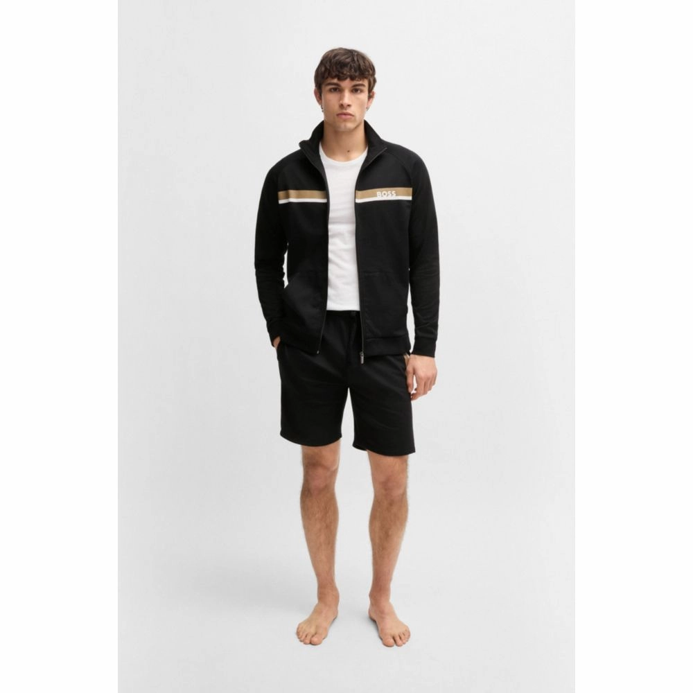 Cotton-terry shorts with stripe print