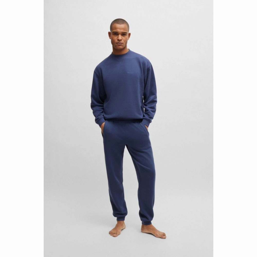 Cotton-terry tracksuit bottoms with flocked logo