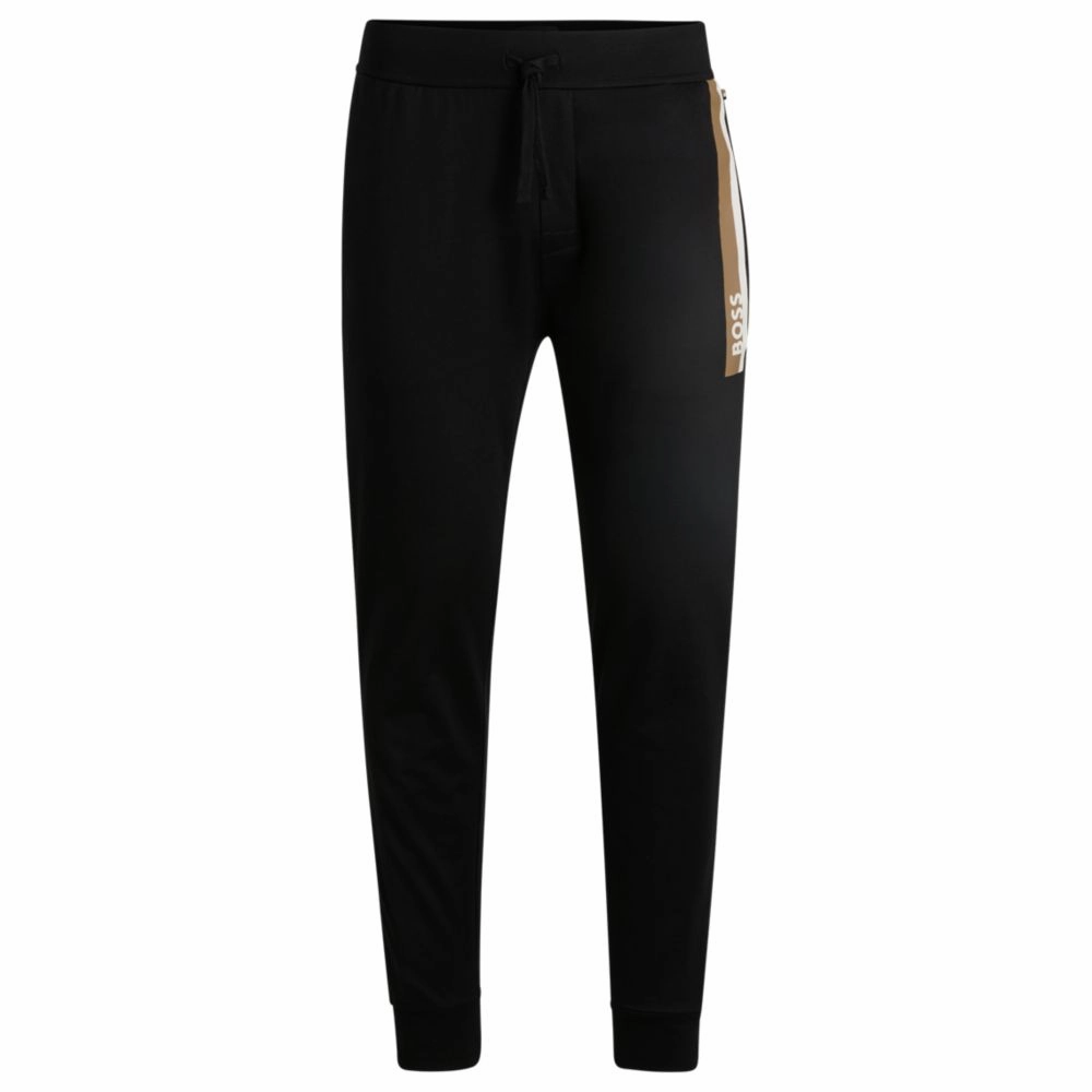 Cotton-terry tracksuit bottoms with stripe print