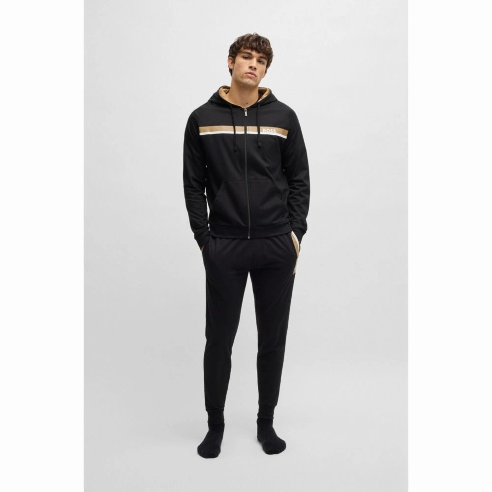 Cotton-terry tracksuit bottoms with stripe print