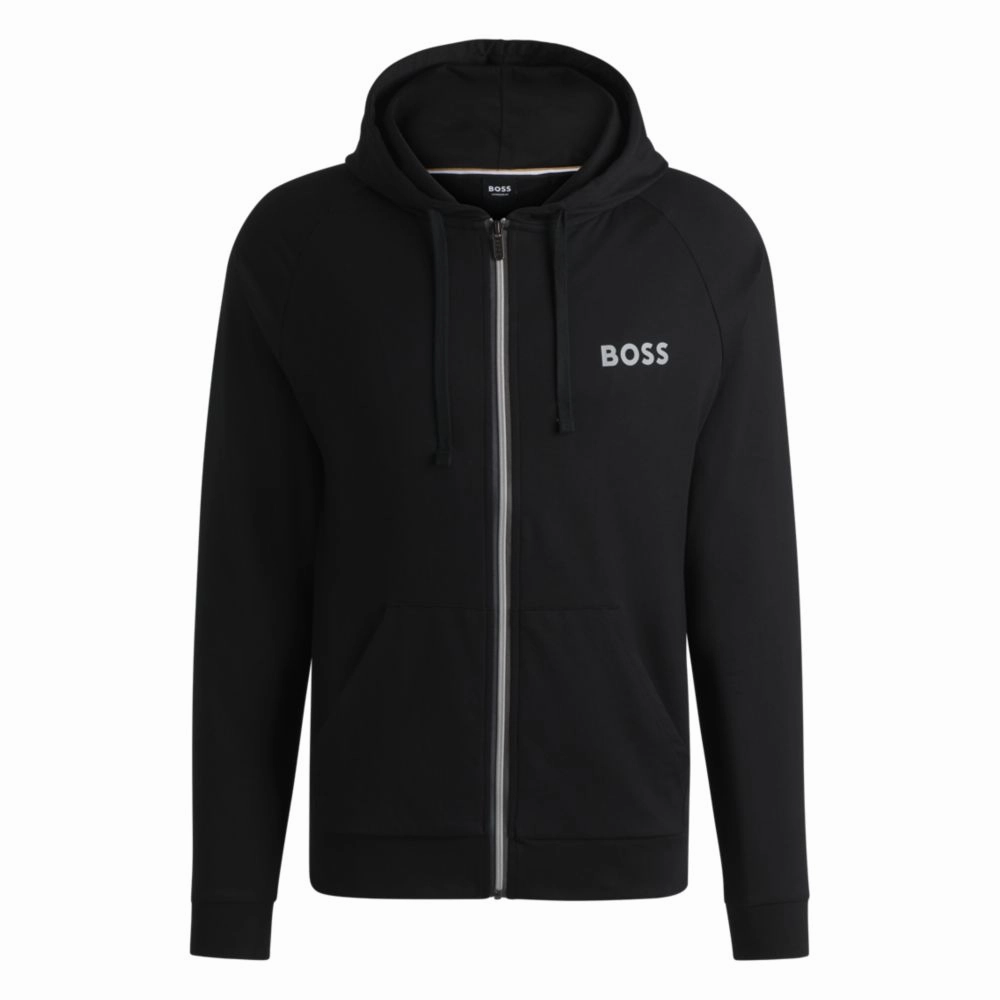 Cotton-terry zip-up hoodie with logo print