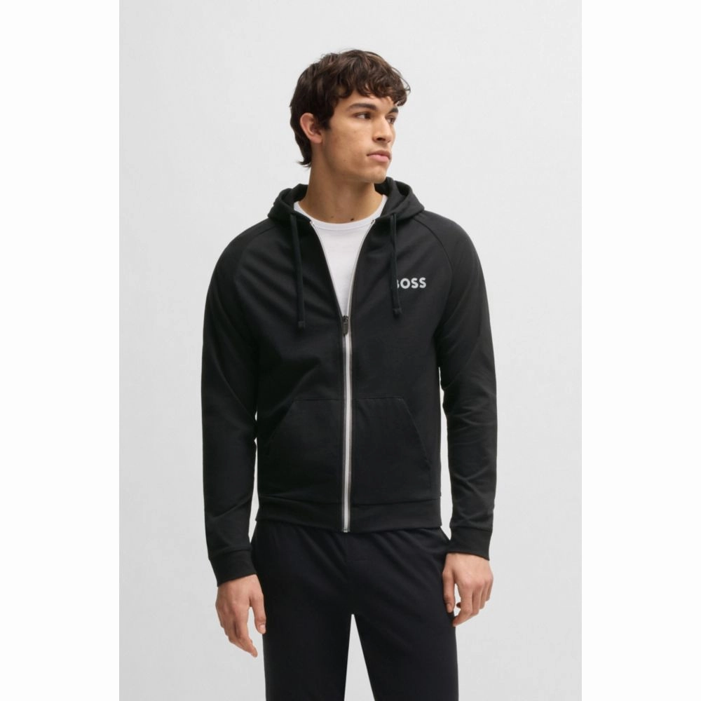 Cotton-terry zip-up hoodie with logo print