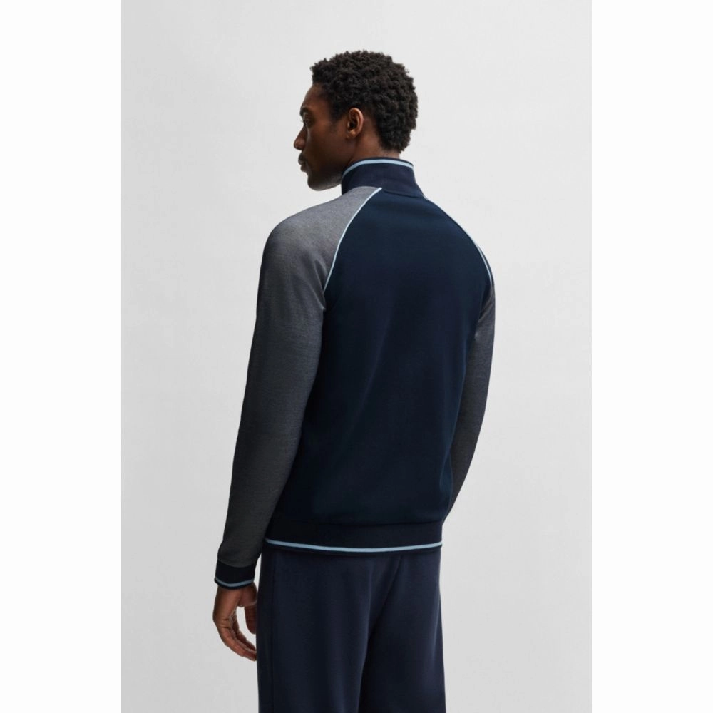 Cotton zip-up jacket with contrast piping