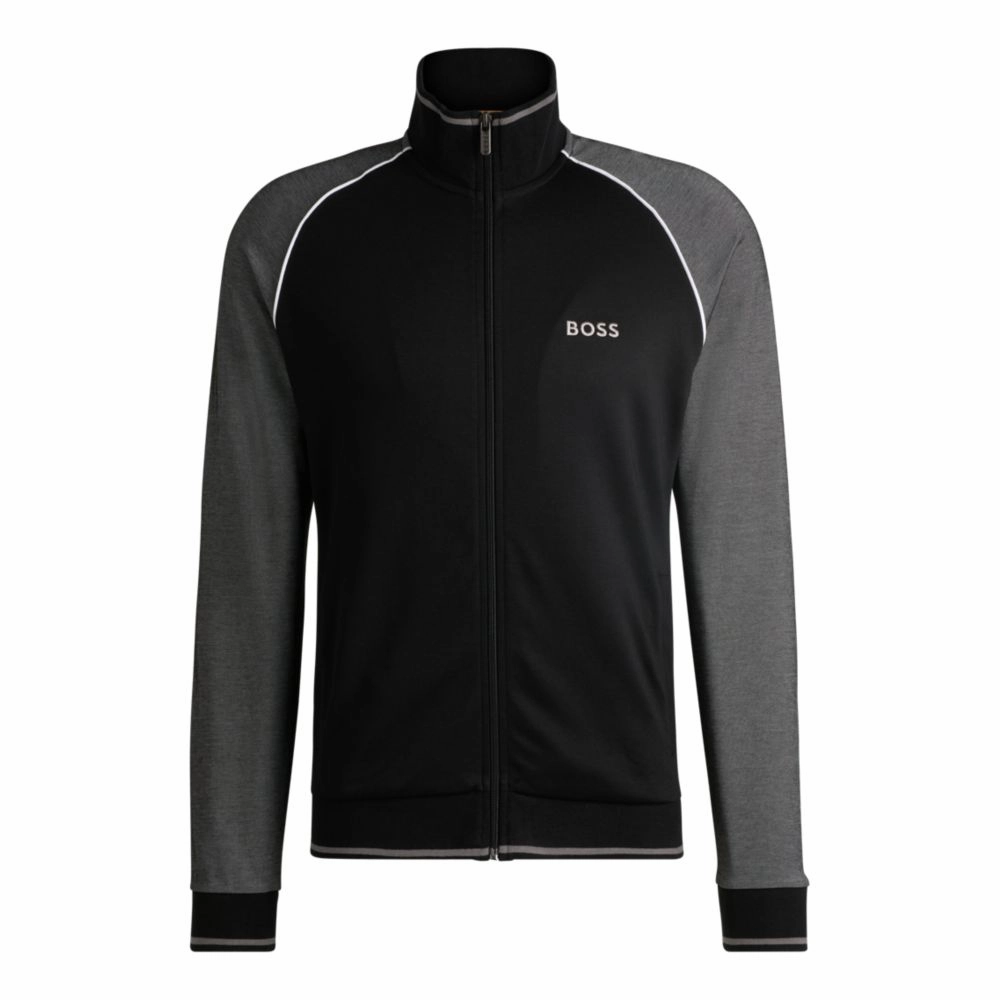 Cotton zip-up jacket with contrast piping
