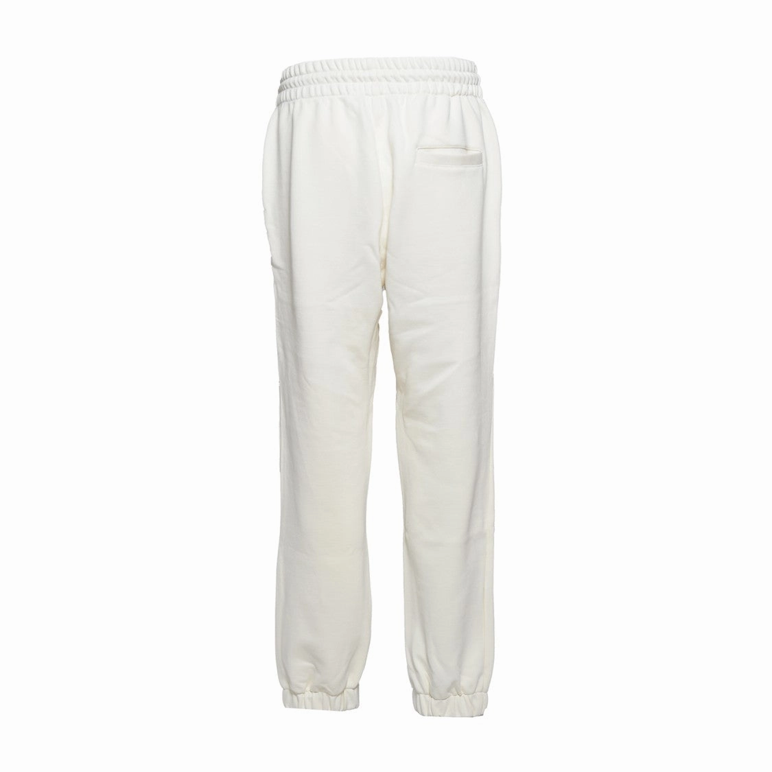 Cream Cotton Fleece Pants With Logo Embroidery
