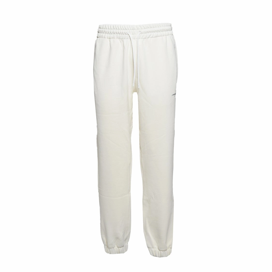 Cream Cotton Fleece Pants With Logo Embroidery