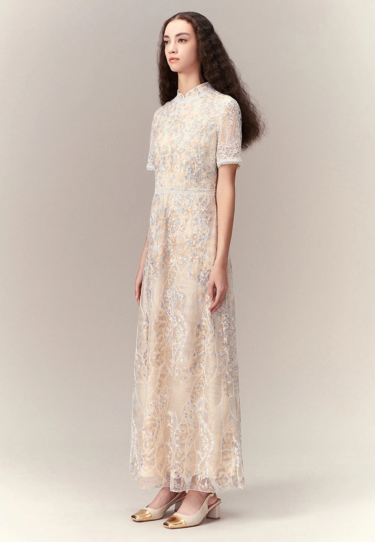 Cream Floral Lace Dress