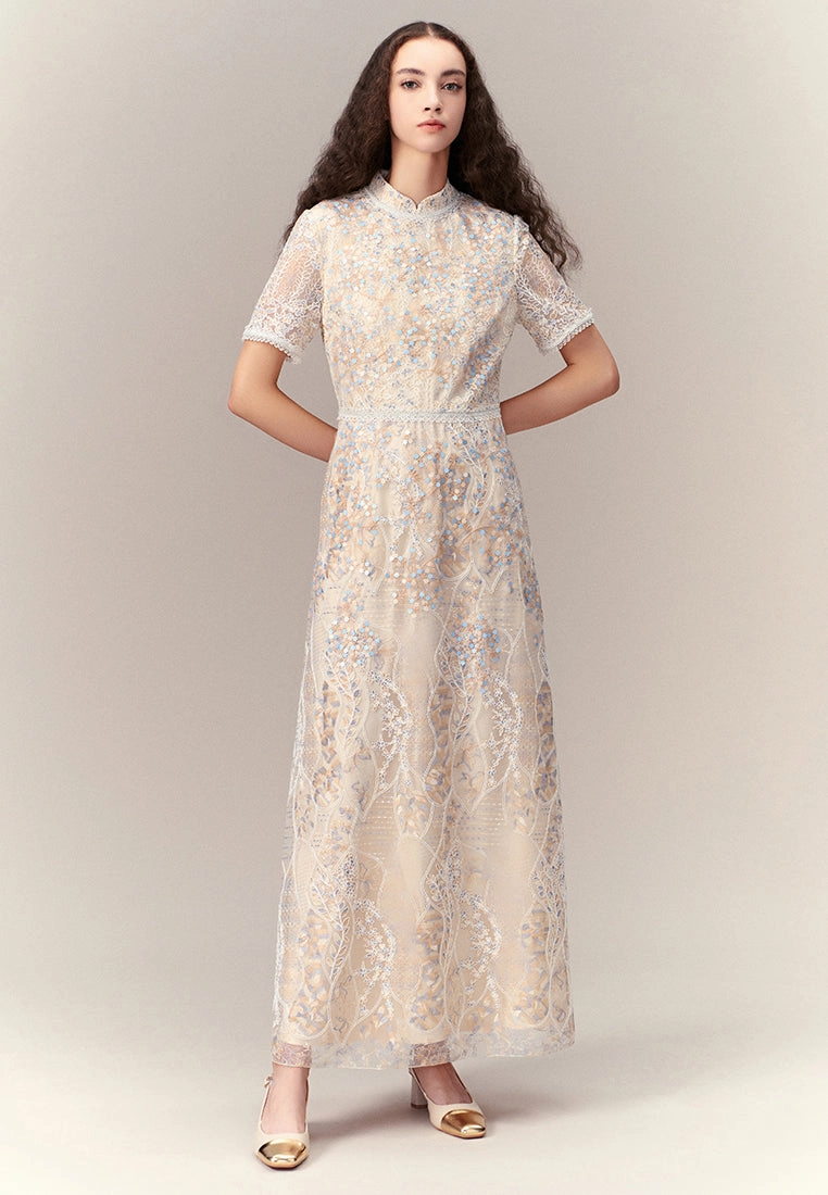 Cream Floral Lace Dress