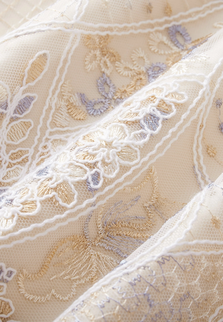 Cream Floral Lace Dress