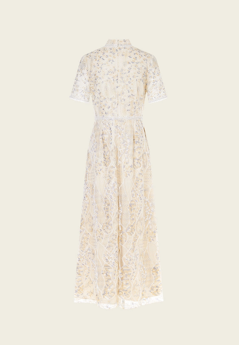 Cream Floral Lace Dress