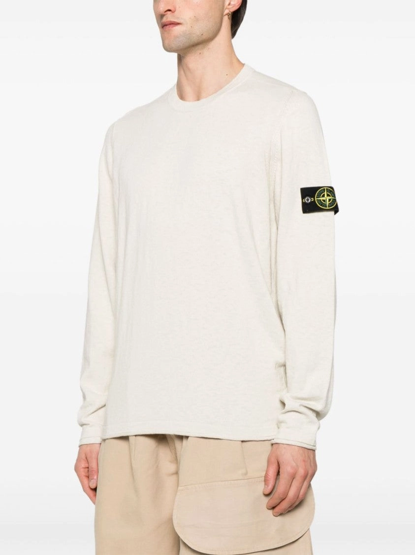 Crew Neck Sweater With Exposed-Seam Detailing