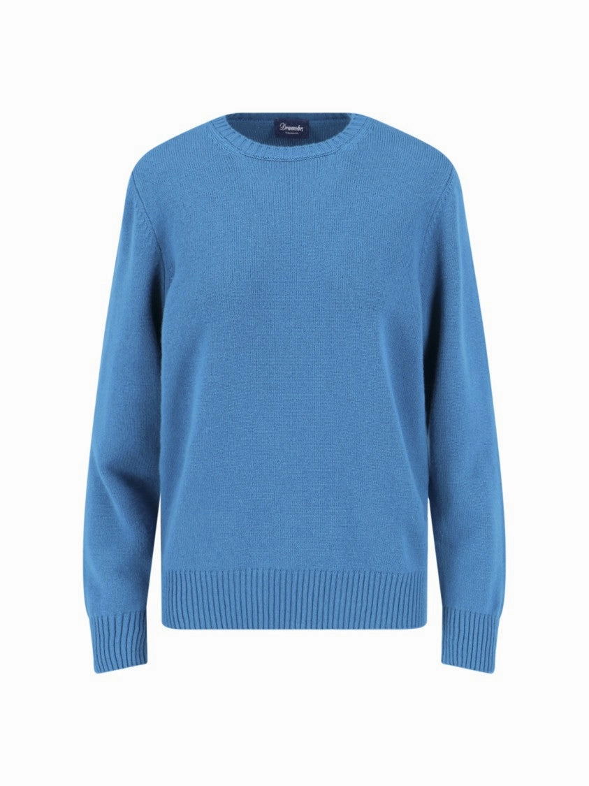 Crewneck Cashmere Sweater With Ribbed Details