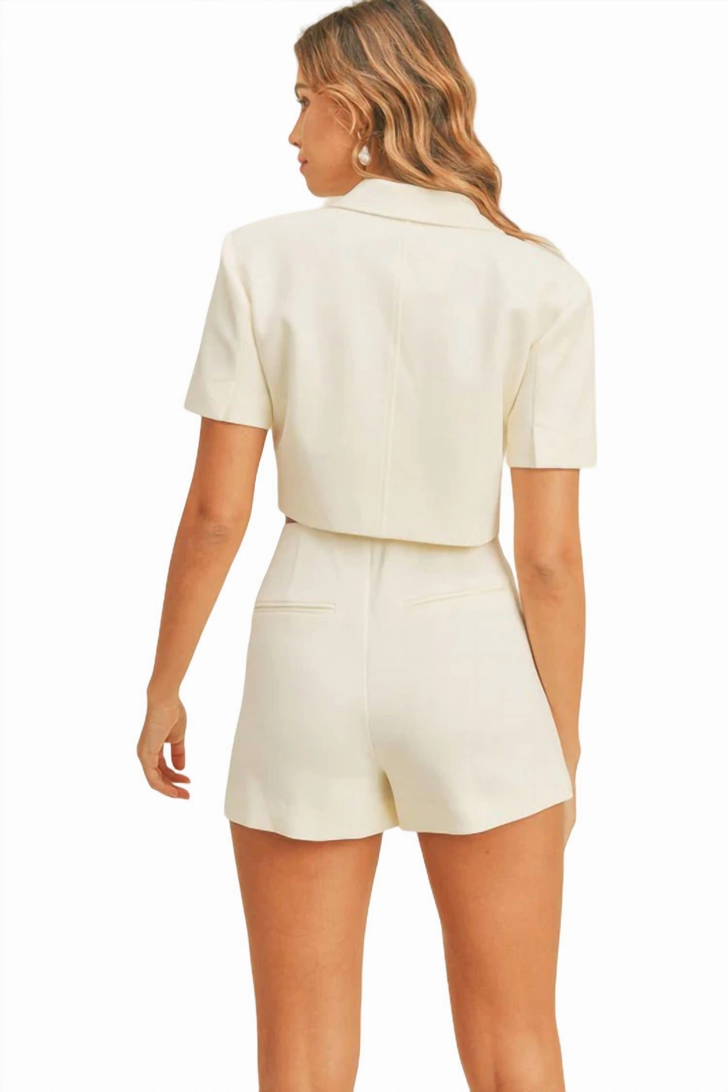 Crop Jacket & Skort Set In Cream