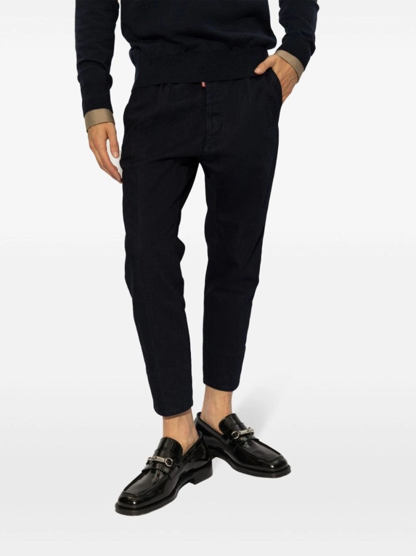 Cropped Tailored Denim Trousers With Classic Five-Pocket Design