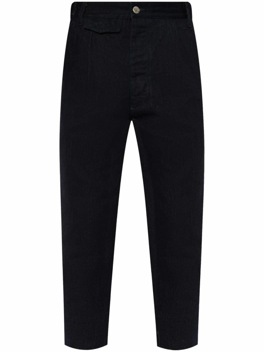 Cropped Tailored Denim Trousers With Classic Five-Pocket Design