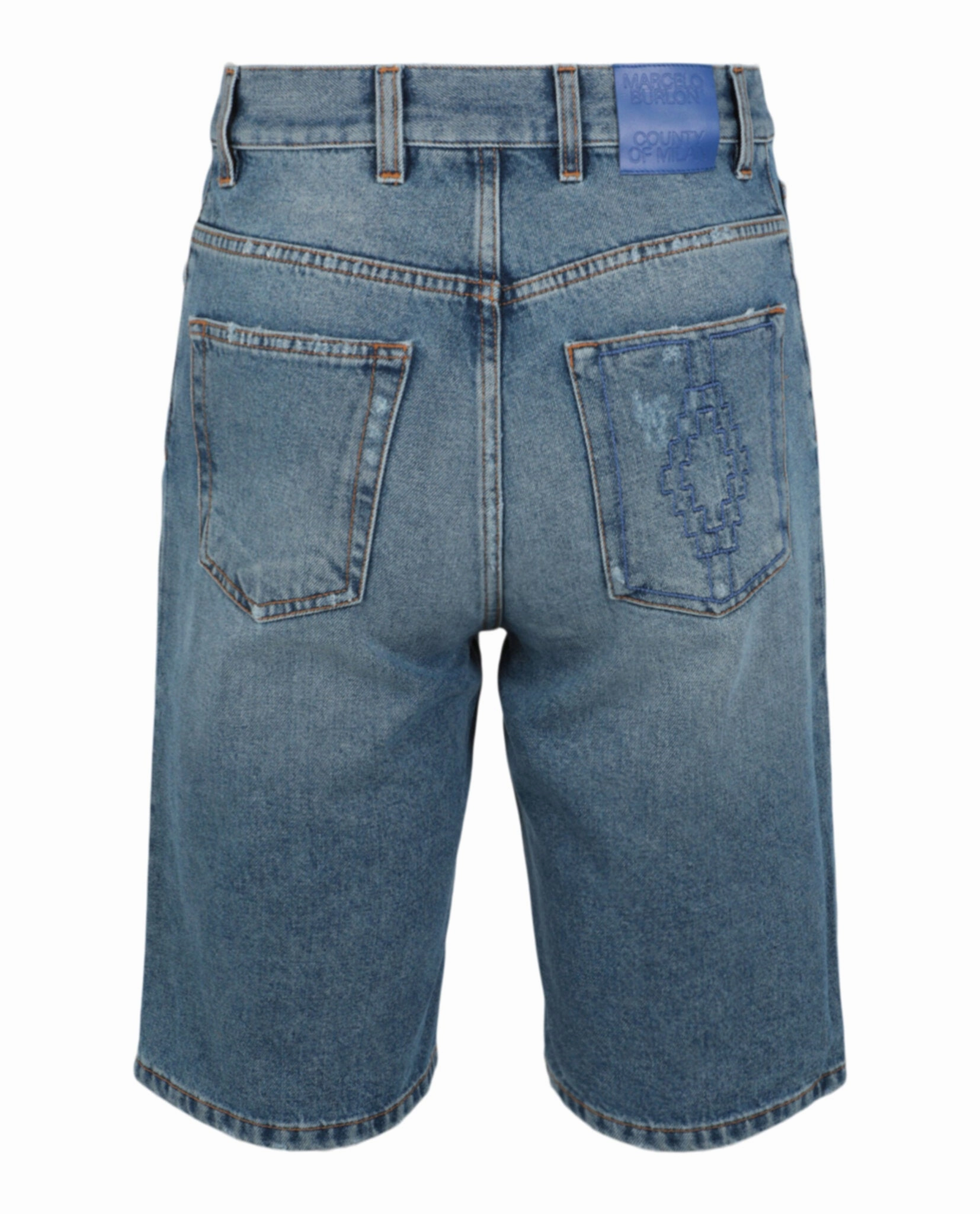 Cross Stonewash Denim Shorts