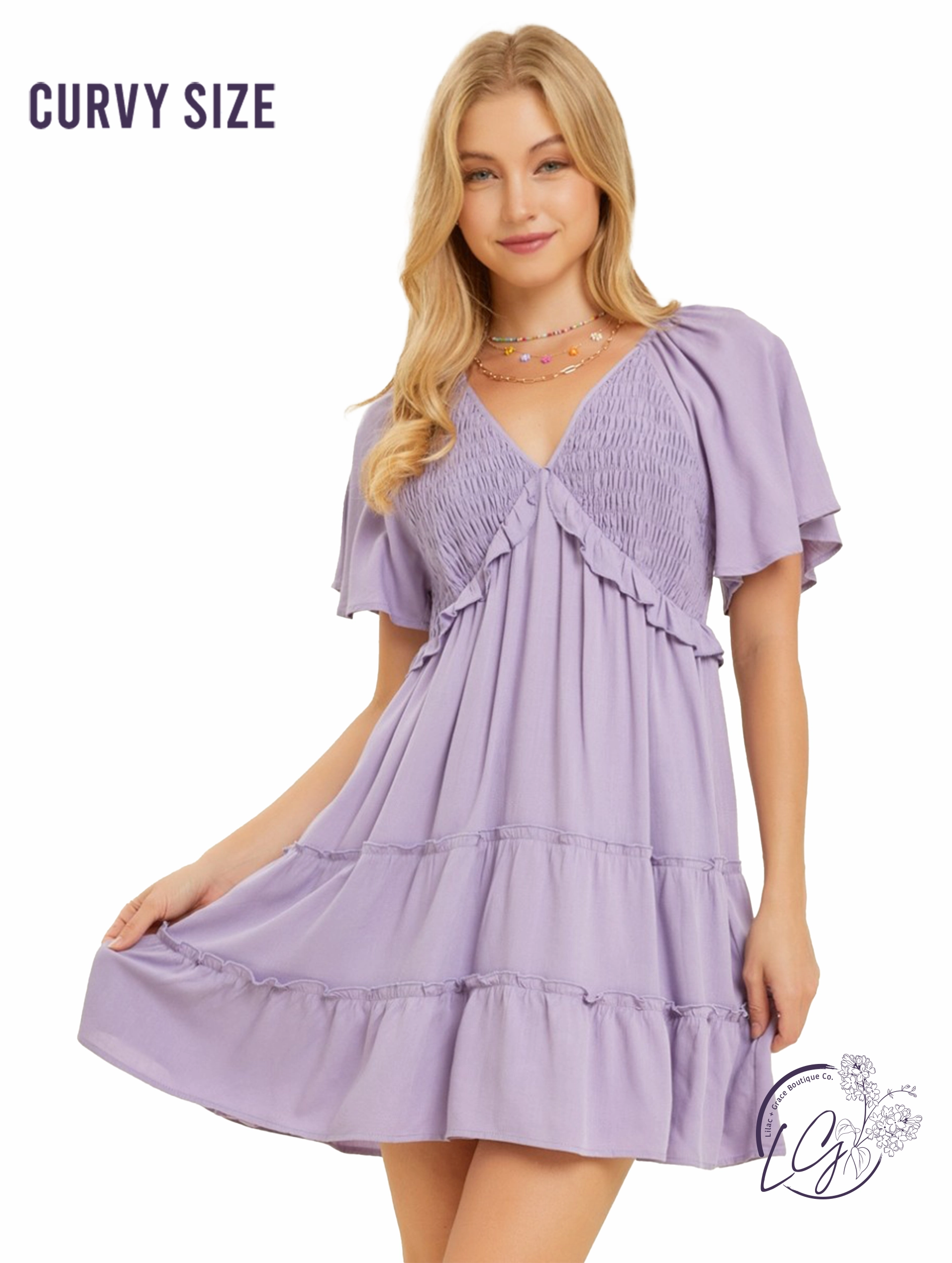 Curvy Lavender Smock Dress