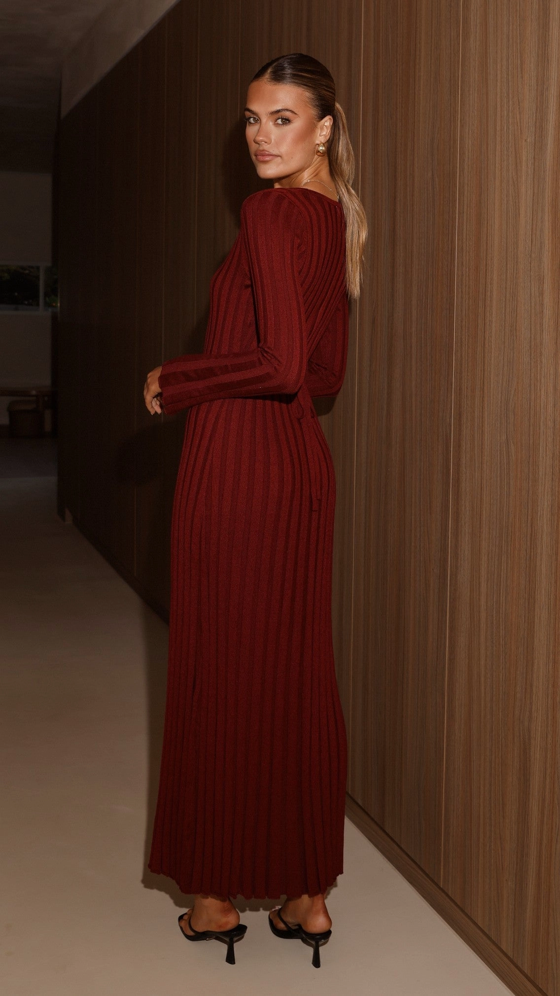 Cyra Long Sleeve Maxi Dress - Wine
