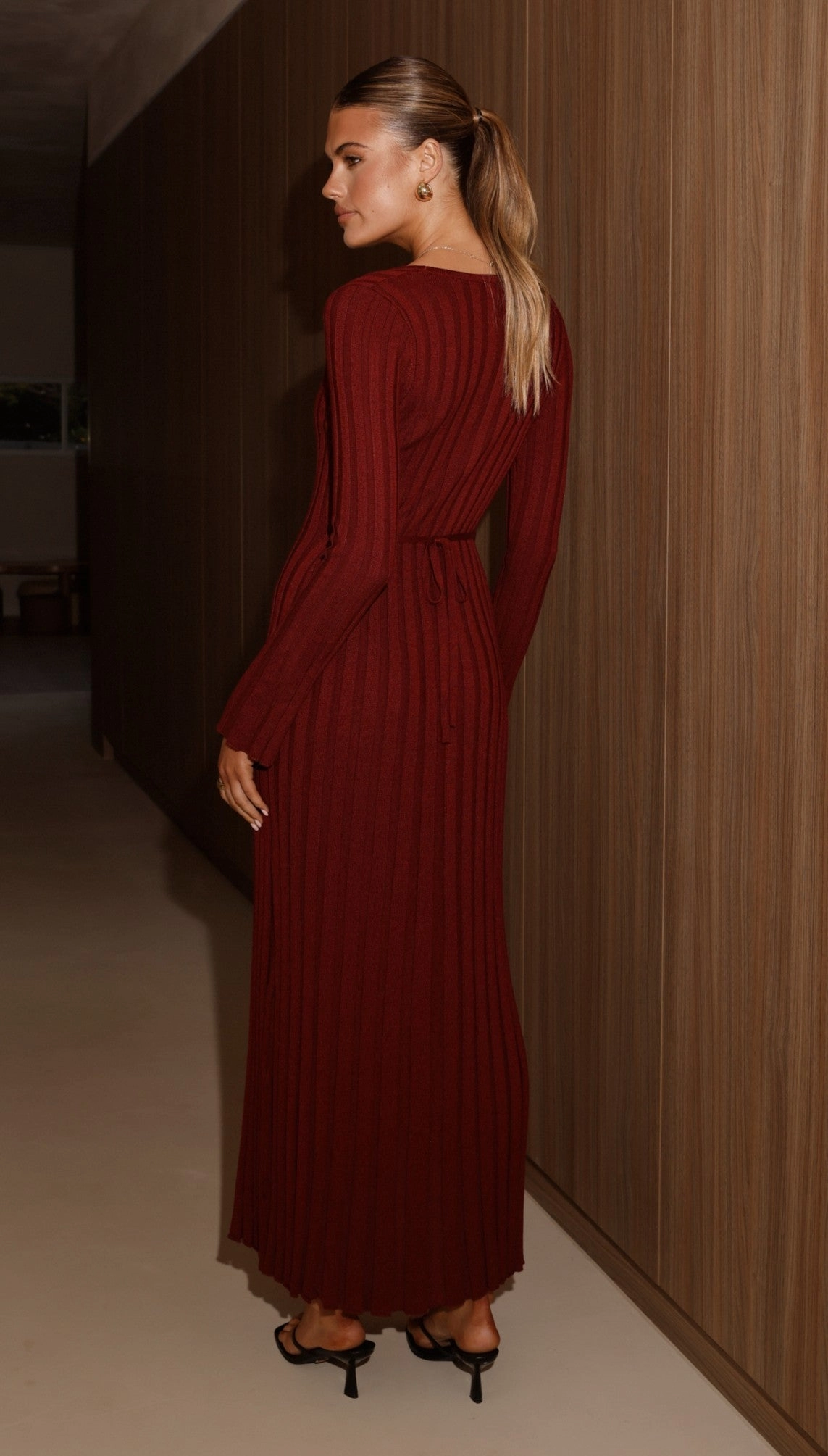 Cyra Long Sleeve Maxi Dress - Wine