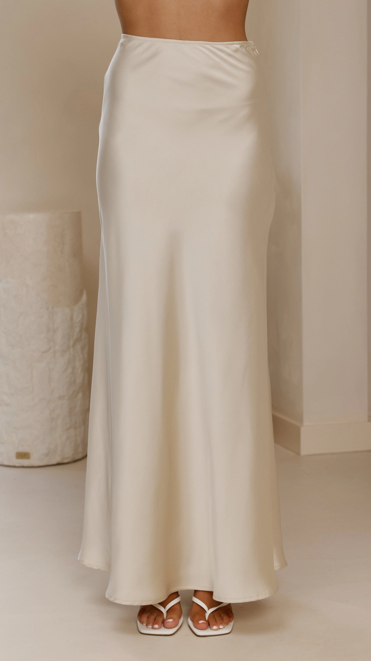 Darina Bias Cut Maxi Skirt - Champagne