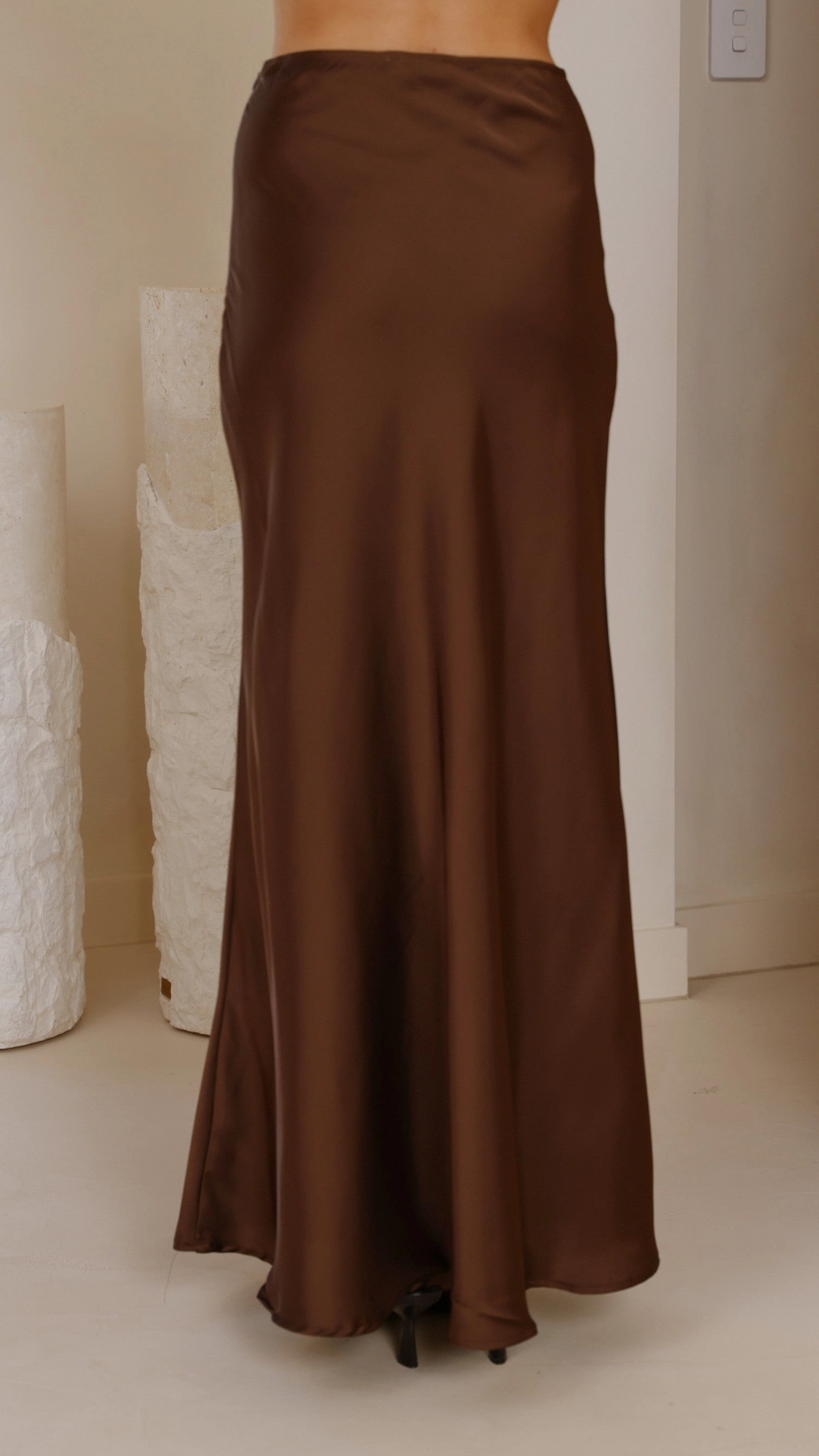 Darina Bias Cut Maxi Skirt - Chocolate