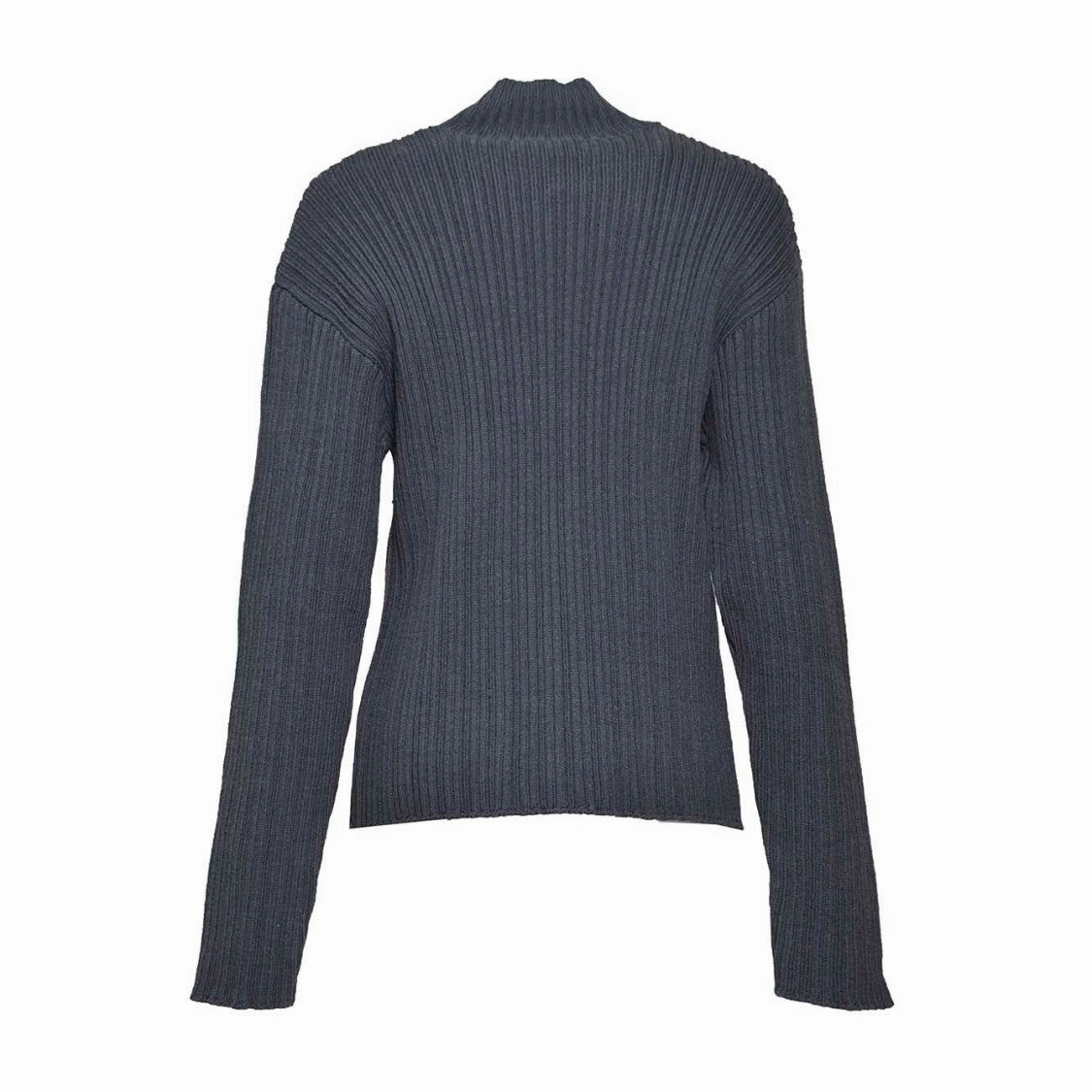 Dark Grey Wool Funnel Neck Sweater